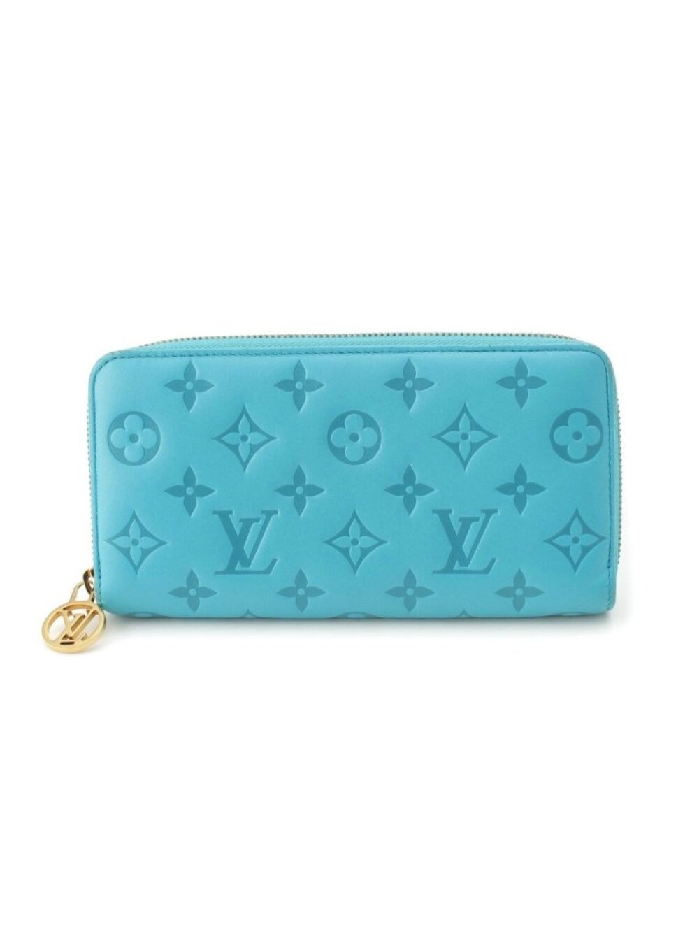 Louis Vuitton Coussin Zippy Monogram Leather Wallet Turquoise Blue